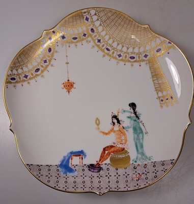 26747499a - Dessert plate, Meissen, 1001 Nights, large section, polychrome painted, diameter approx. 18 cm, gold decoration, gilded underside
