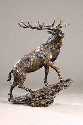 Image 26749030 - Large bronze sculpture of a deer, naturalisticrepresentation, approx. 92x70x45 cm