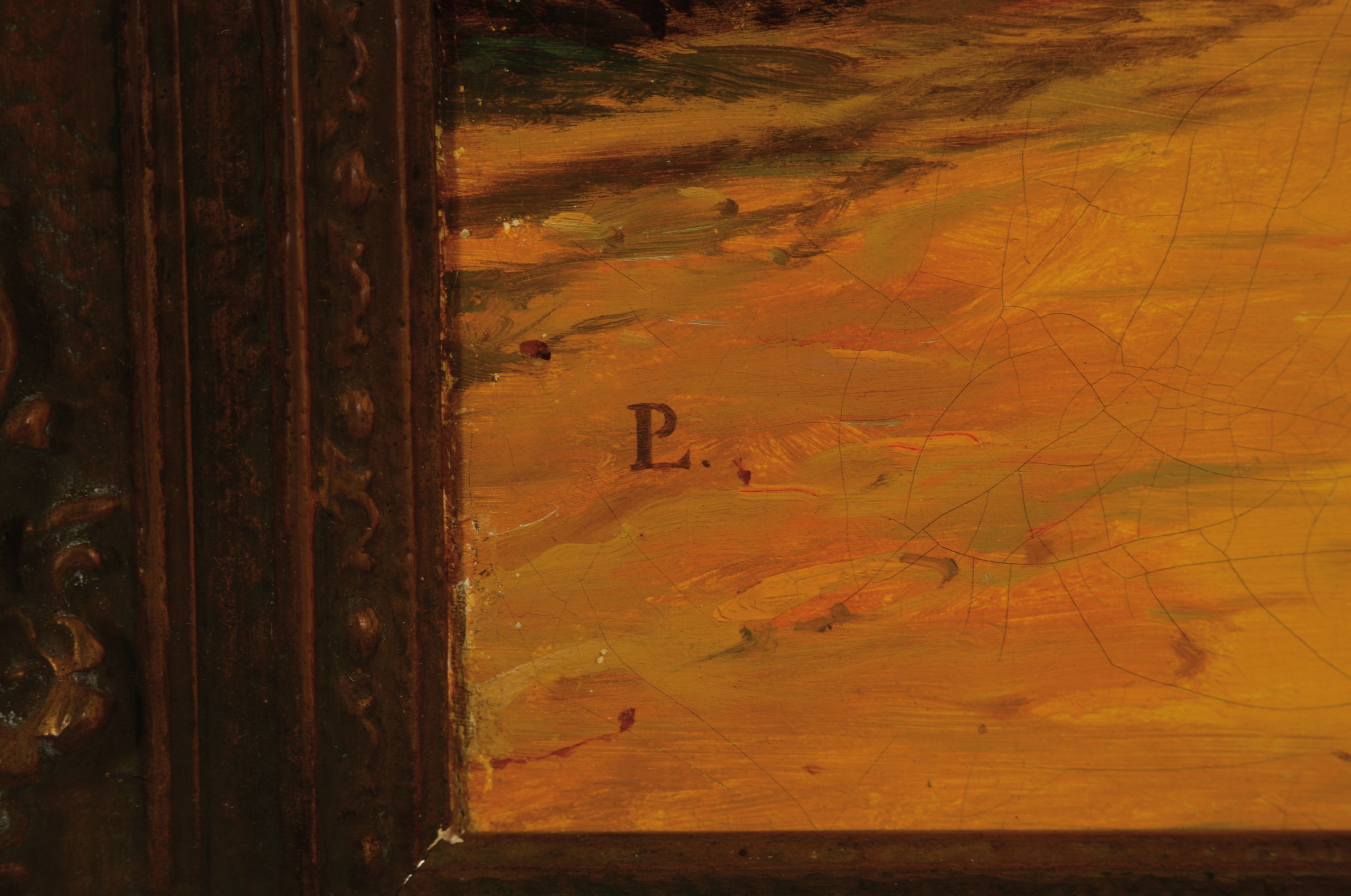 Detail l: Monogrammist PL, evtl. Ludwig Putz (1866- 1947), Ganzporträt eines bayrischen Gardisten mit Raupenhelm, wohl unter Ludwig I,eingebunden in ...