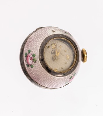 26749313a - Lot 2 sphere shaped watches with enamel , approx. 1920s, setting metal, ground needle ...