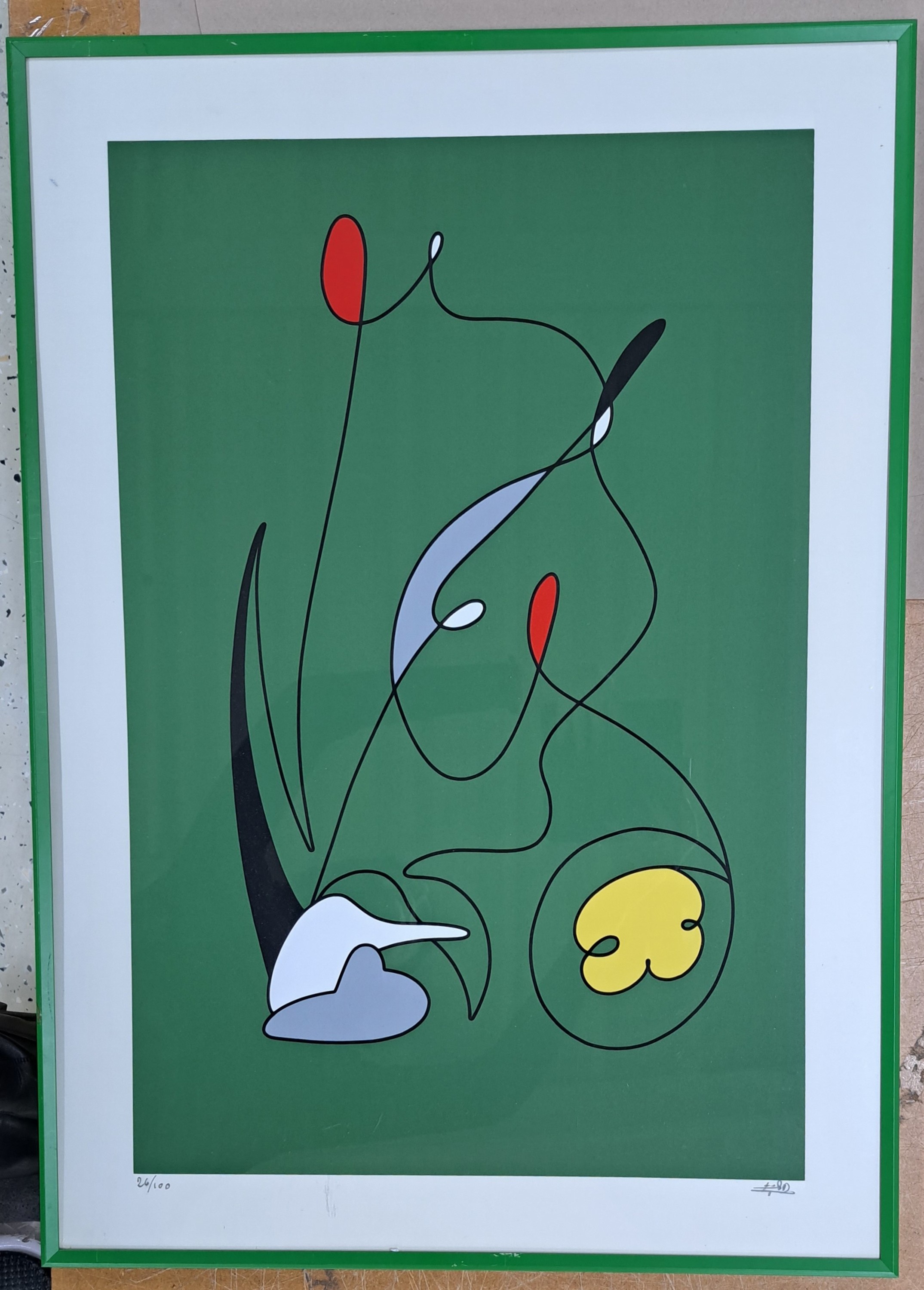 Detail l: Giuseppe Giudotti, geb. 1929, Farbserigraphie, "gemalte Musik II", Ed. 26/100, handsigniert, Inbildsetzung der performativen Koordination ...