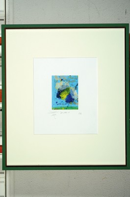 Image 26750098 - Sarah Kirsch, 1935-2013, Der Abend, Aquarell und Collage auf Papier, dat. 98, betitelt, Signet, ca. 13x10cm, u.Gl., R. ca. 57x50cm
