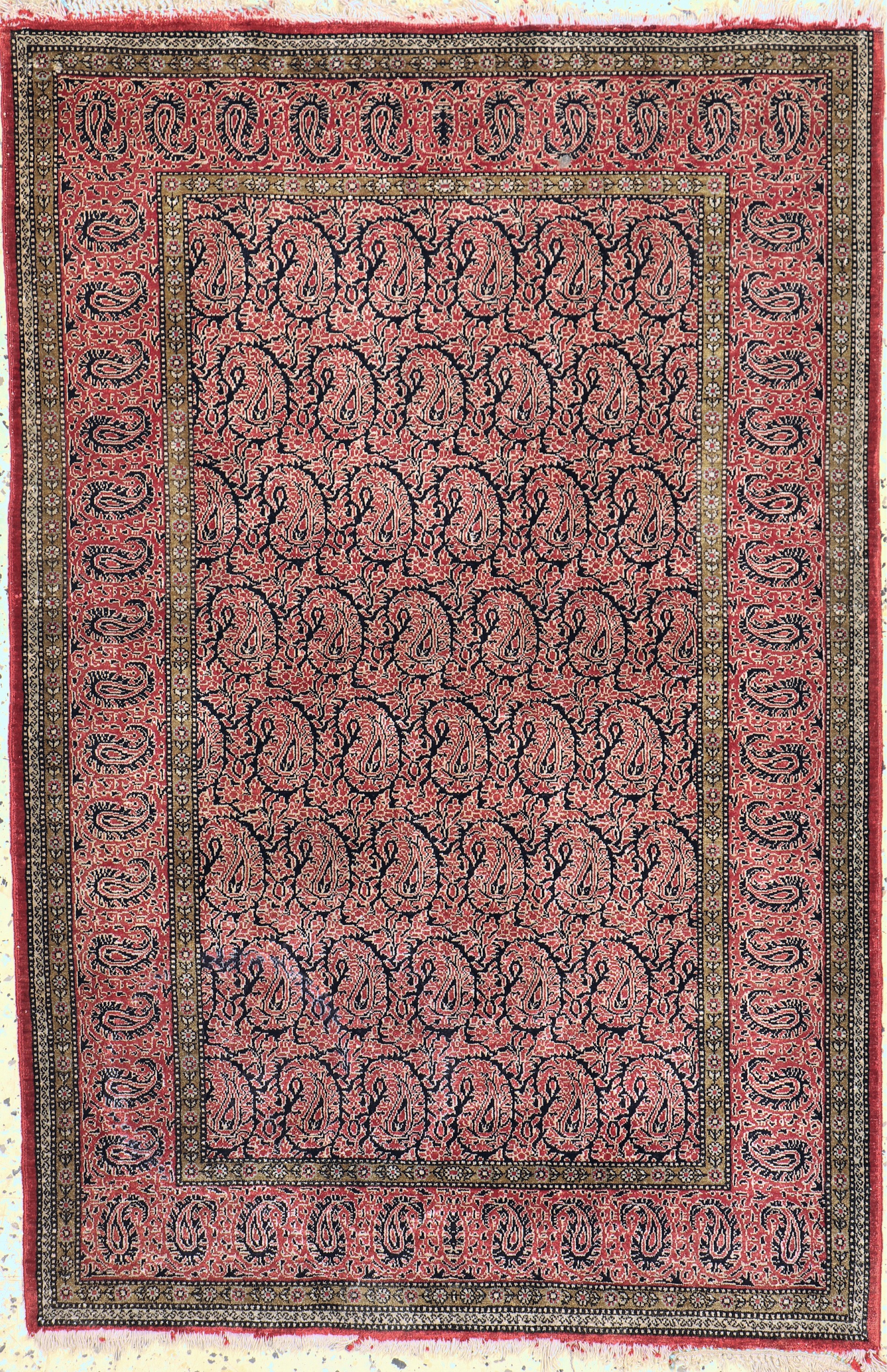 Ghom Seide, Persien, umm 1970, reine Naturseide, ca. 125 x 85 cm, verfärbt, EHZ: 2