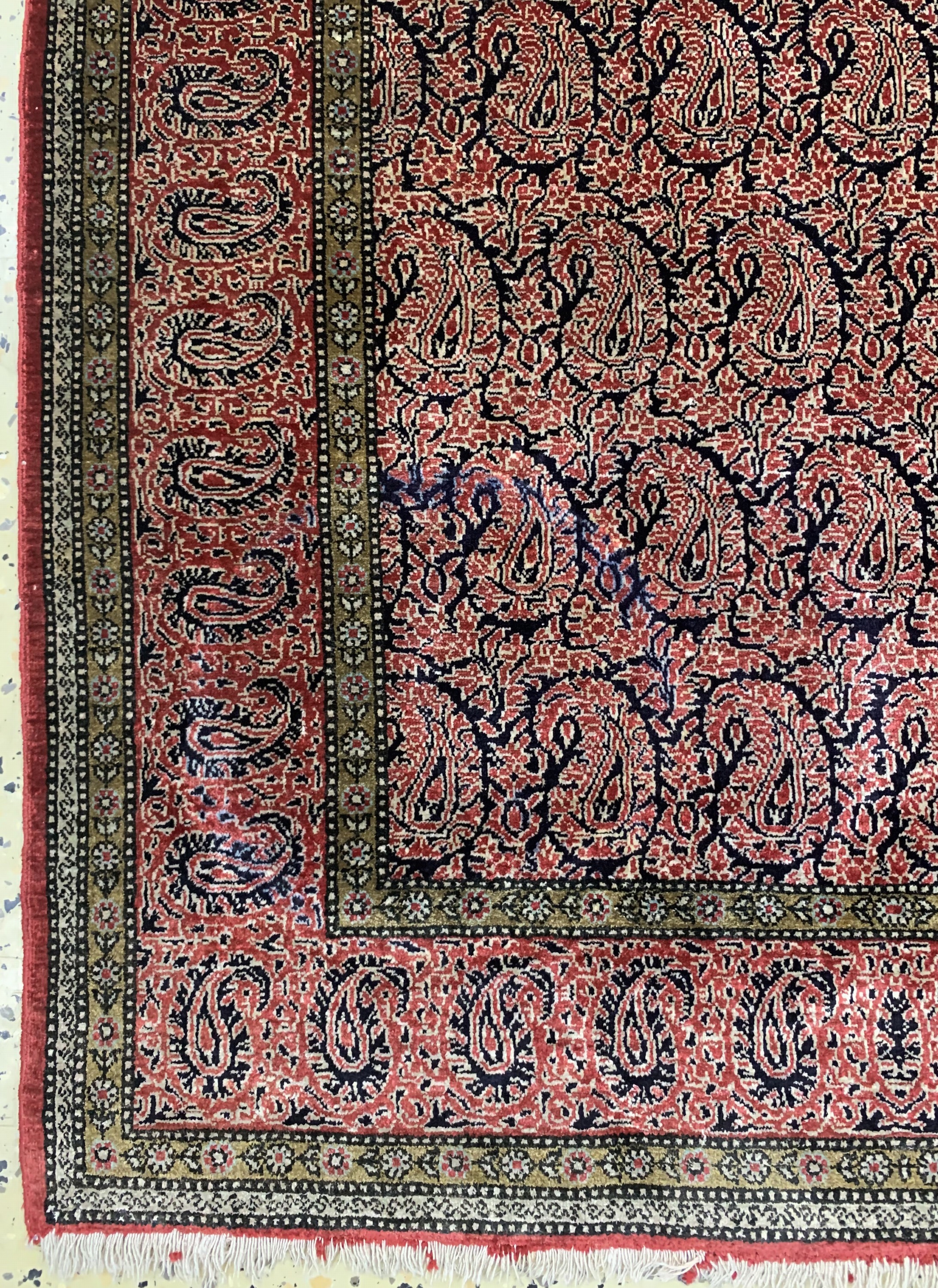 Detail a: Ghom Seide, Persien, umm 1970, reine Naturseide, ca. 125 x 85 cm, verfärbt, EHZ: 2