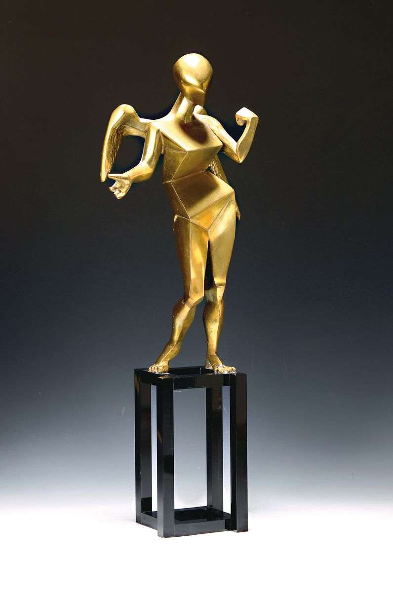 Salvador Dalí, 1904-1989, Kubistischer Engel, Bronzeskulptur, signiert, num. 223/990, mit Zertifikat, H. ca. 66cm