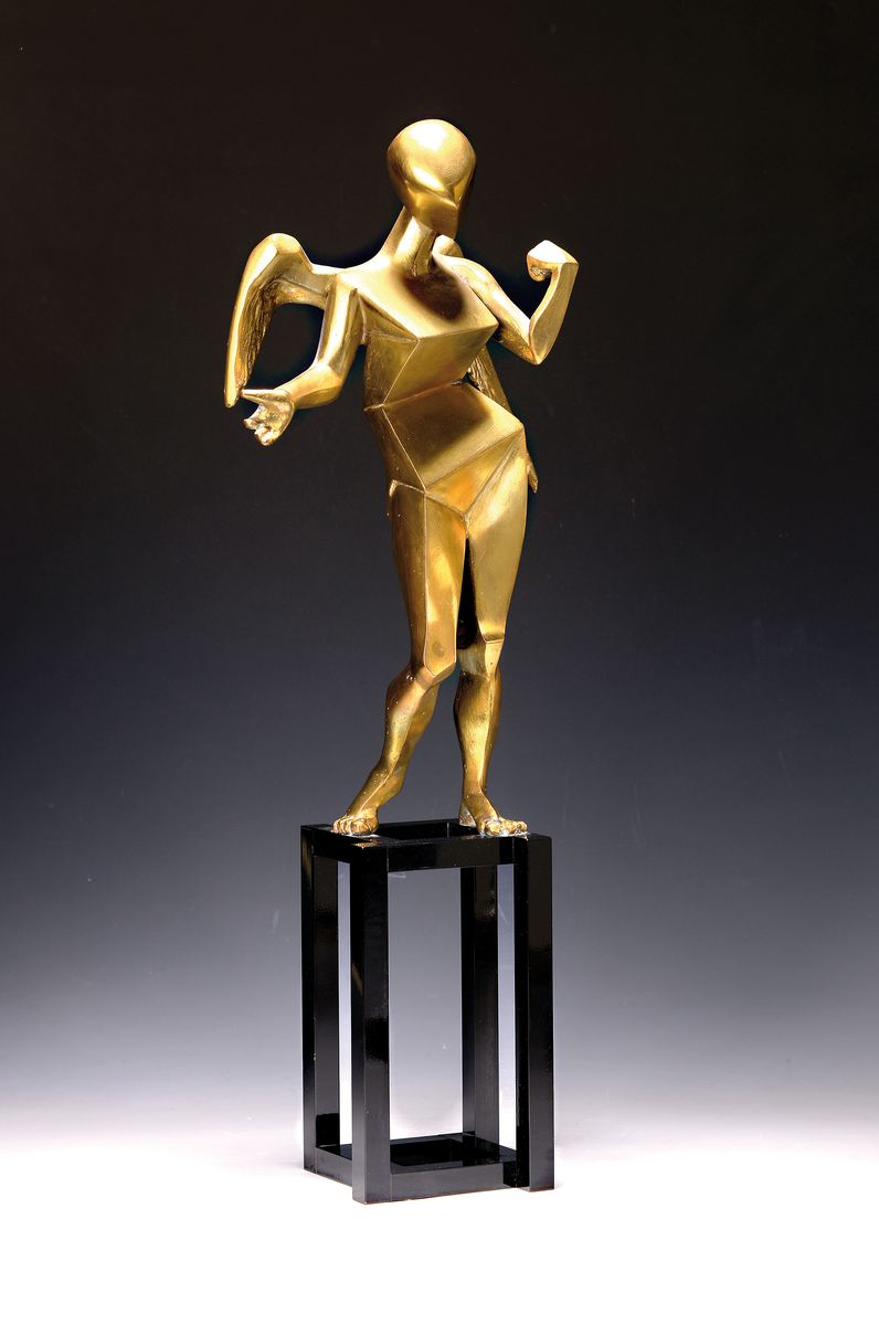 Detail k: Salvador Dalí, 1904-1989, Kubistischer Engel, Bronzeskulptur, signiert, num. 223/990, mit Zertifikat, H. ca. 66cm