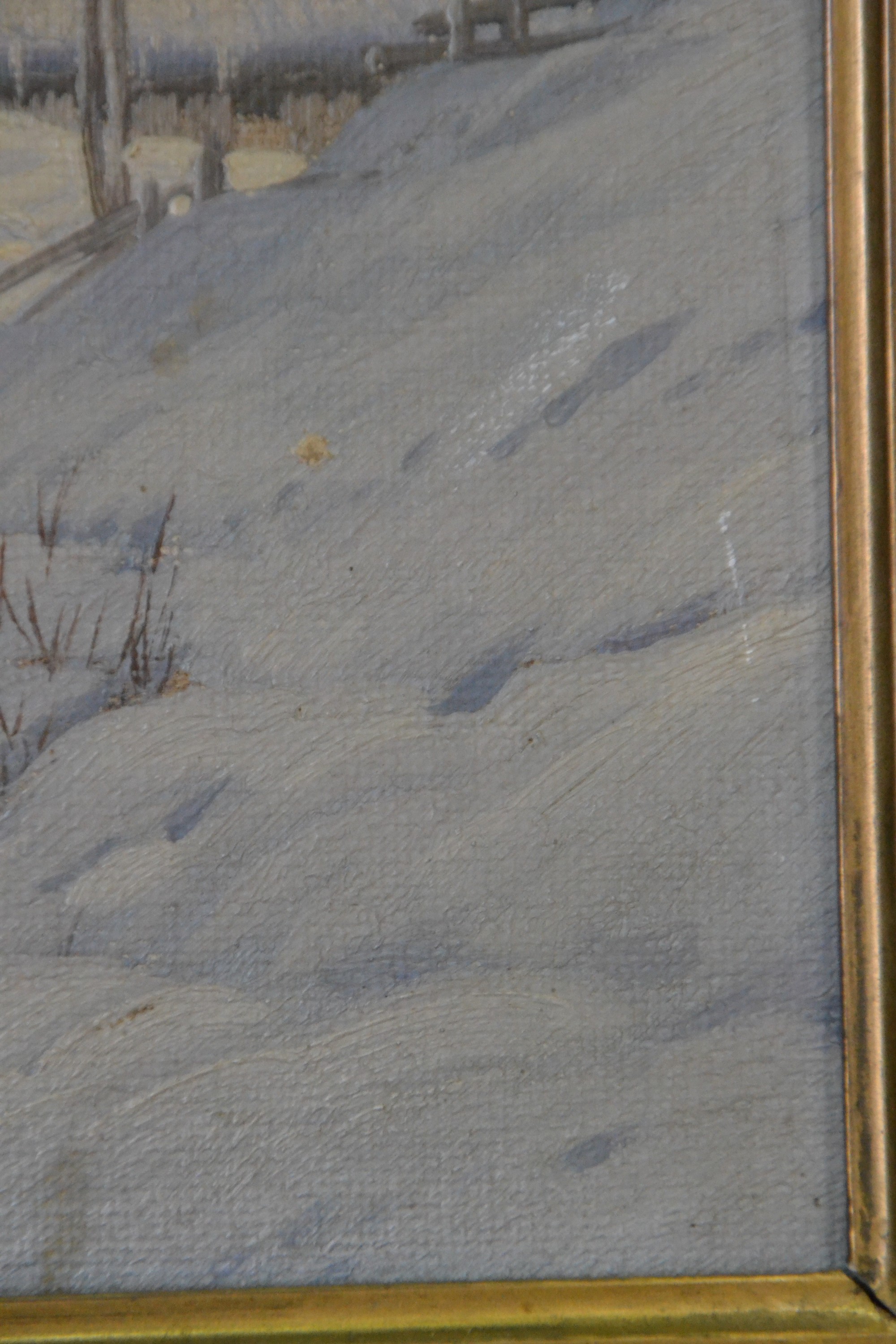 Detail c: Karl Hauptmann, 1880 Freiburg-1947 Todtnau, verschneiter Schwarzwaldhof, "Winterlandschaften im Schwarzwald", idyllische Landschaft mit ...