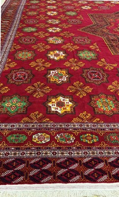 26750545f - Bukhara#"Palace Carpet#", Turkmenistan, commissioned work, approx. 10 years, wool on wool, approx. 710 x 820 cm, condition: 1-2. Very rare measure. Antique, old and decorativecollector Orientalrugs, Carpets, Textiles and Flatweaves
