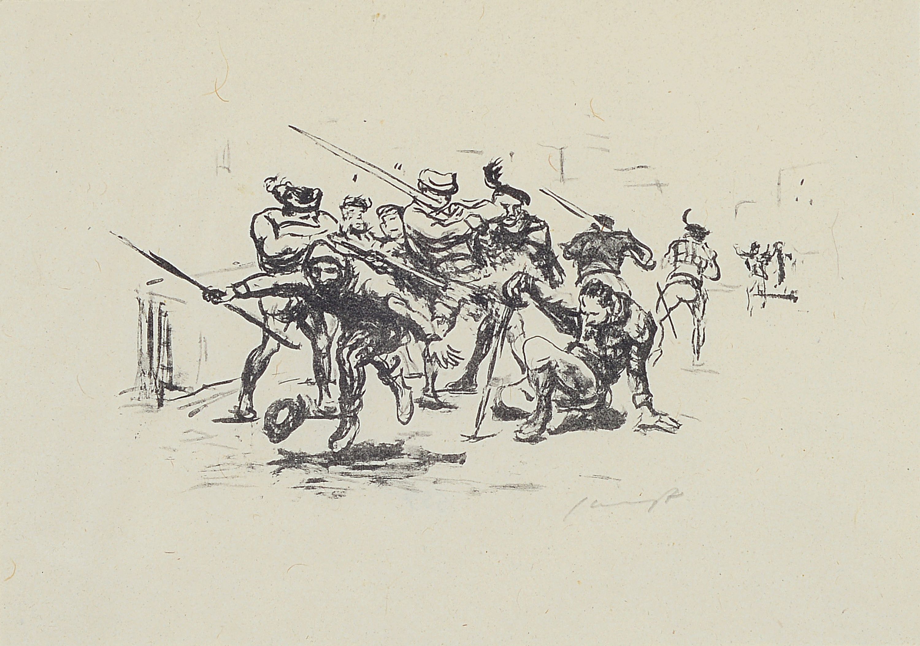Detail a: Max Slevogt, 1868 Landshut-1932 Leinsweiler,4 handsignierte Grafiken, 2 Lithographien, 2 Radierungen, von ca. 8x13cm bis ca. 12x18cm, alle PP, u.Gl., ...