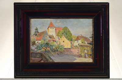 26752838k - August Croissant, 1870 Edenkoben-1941 Landau, view of a village in the Palatinate, watercolor on paper, sign right below. and dated 1923, approx. 26x37cm, under glass, frame approx. 45x56cm