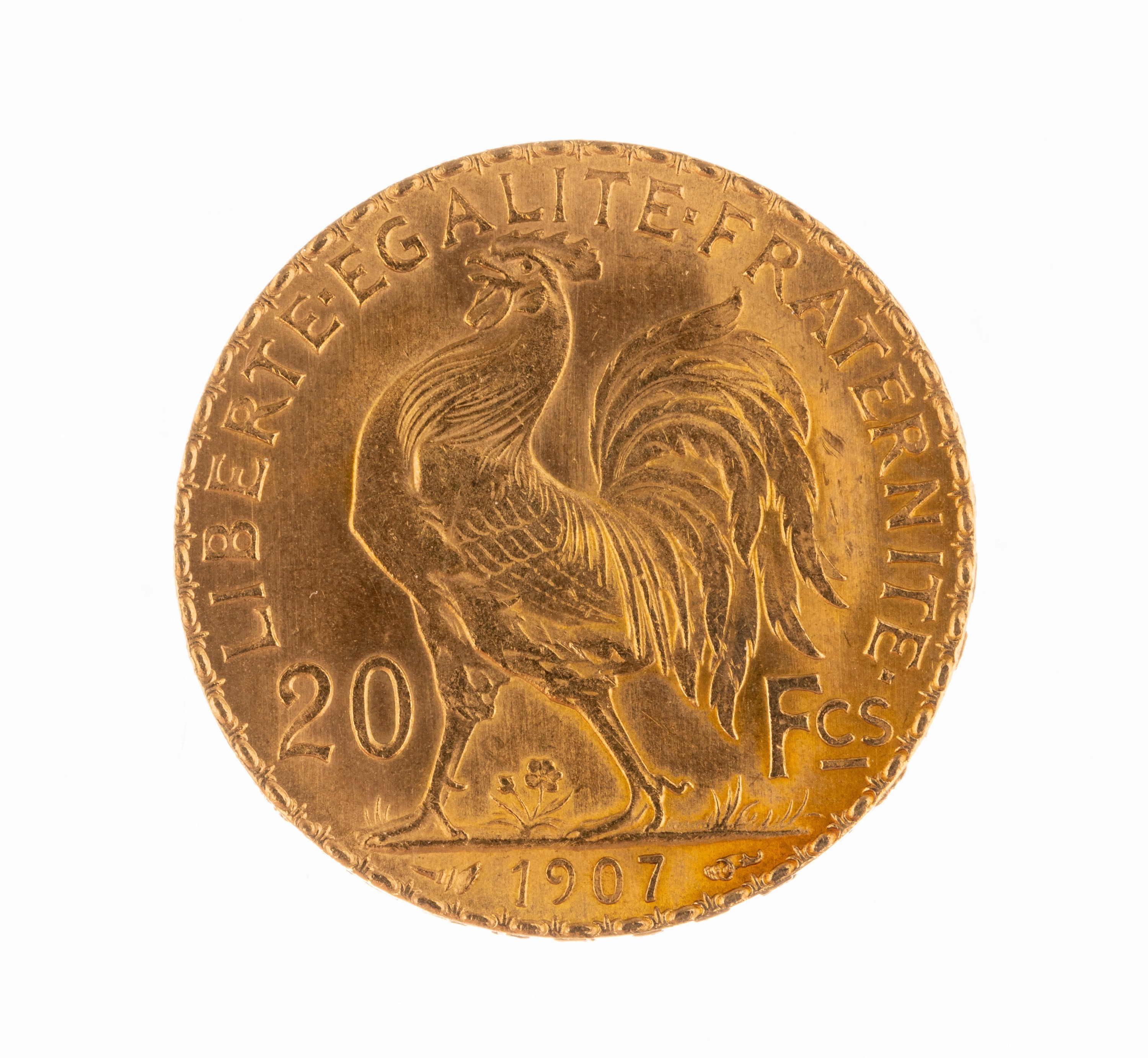 Detail a: Goldmünze 20 Francs 1907, Republique Francaise, "Marianne", RV: Gallischer Hahn