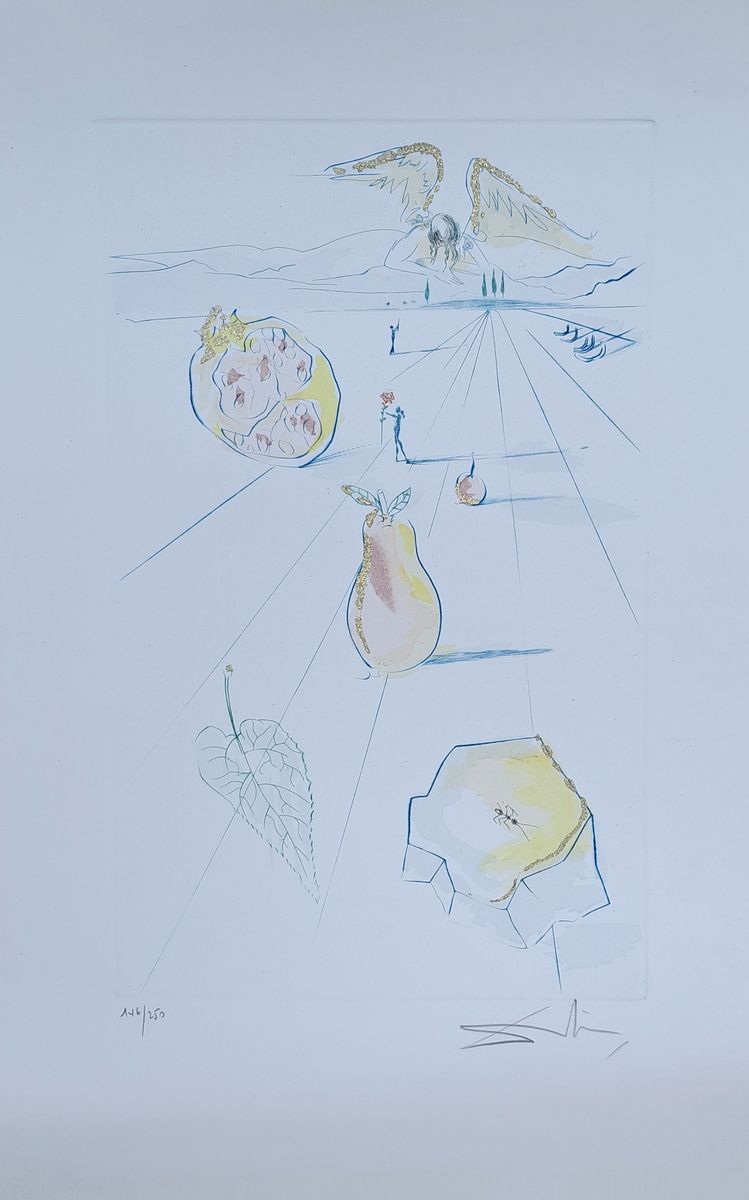 Detail k: Salvador Dali, 1904-1989, Radierung, "Die Früchte des Tales,", sign., num. 146/250, Plattengr. 40x25 cm, WVZ. Nr. 478