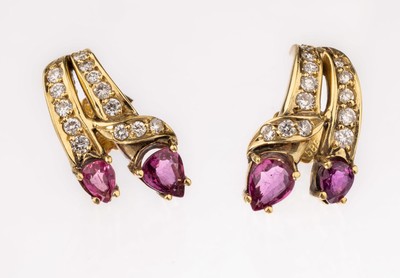 Image 26754365 - 18 kt gold ruby-brilliant-earrings