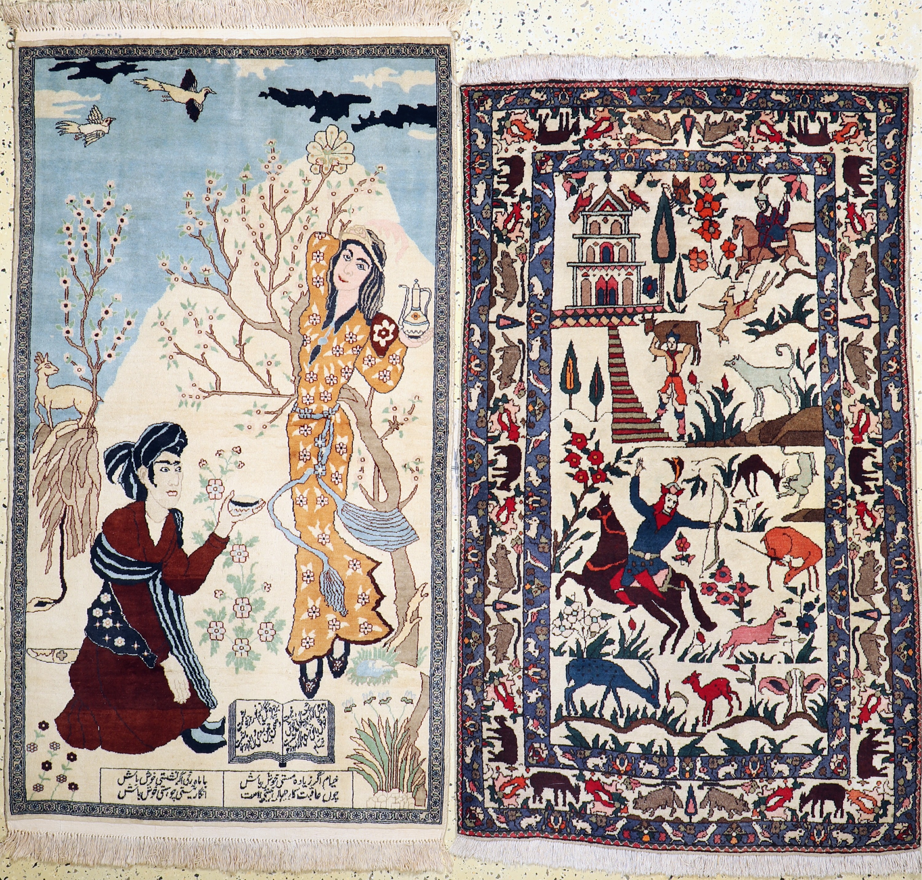 Konvolut Bachtiar & Lahor, Mitte 20.Jhd, Wolle auf Baumwolle, ca. 160 x 90 cm, EHZ: 2