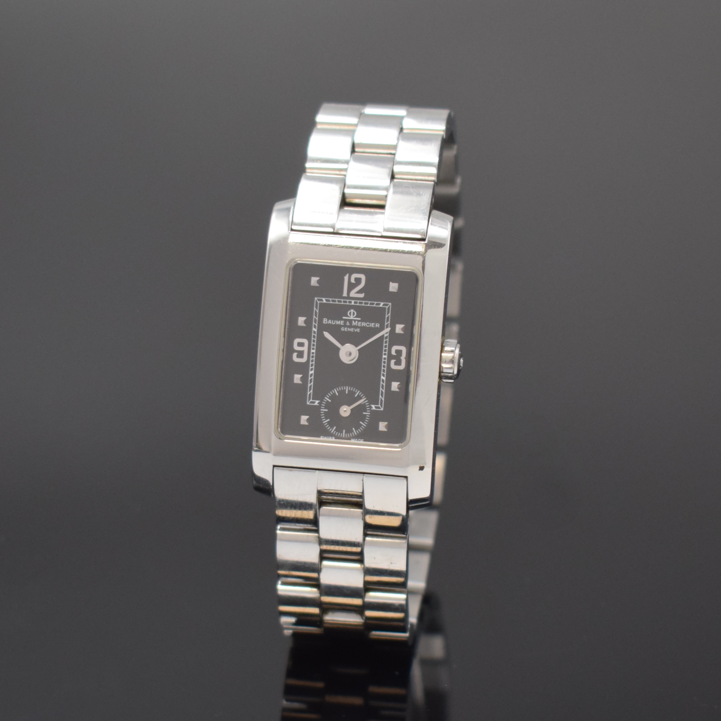BAUME & MERCIER Hampton Classic Damenarmbanduhr in Stahl Referenz MV045139, Schweiz um 2000, quarz, orig. Gliederband m. dopp. Faltschl., Boden ...