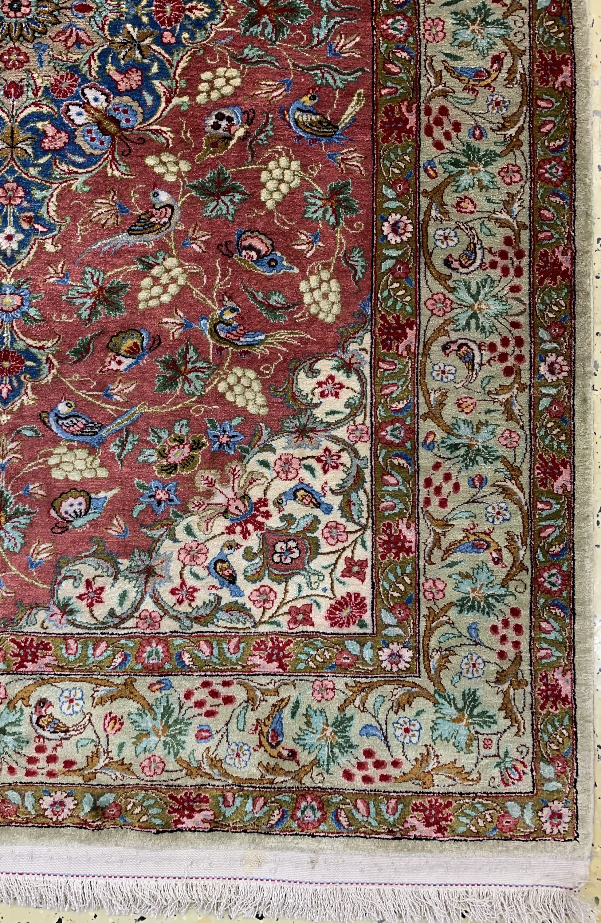 Detail a: Ghom Seide fein Persien, signiert"Sadeghzadeh", Ende 20.Jhd, reine Naturseide, ca. 146 x 100 cm, EHZ: 2