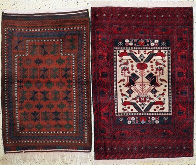Image 26754417 - 2 lots Baloch, Persia, approx. 50 years, wool on wool, approx. 140 x 90 cm, condition: 2. Rugs, Carpets & Flatweaves