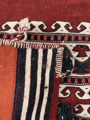 26754419f - Konvolut Doppeltasche und 2 Taschenfronten, # Persien, um 1930, Wolle, ca. 127 x 41 cm & ca. 50 x 50cm, EHZ: 2