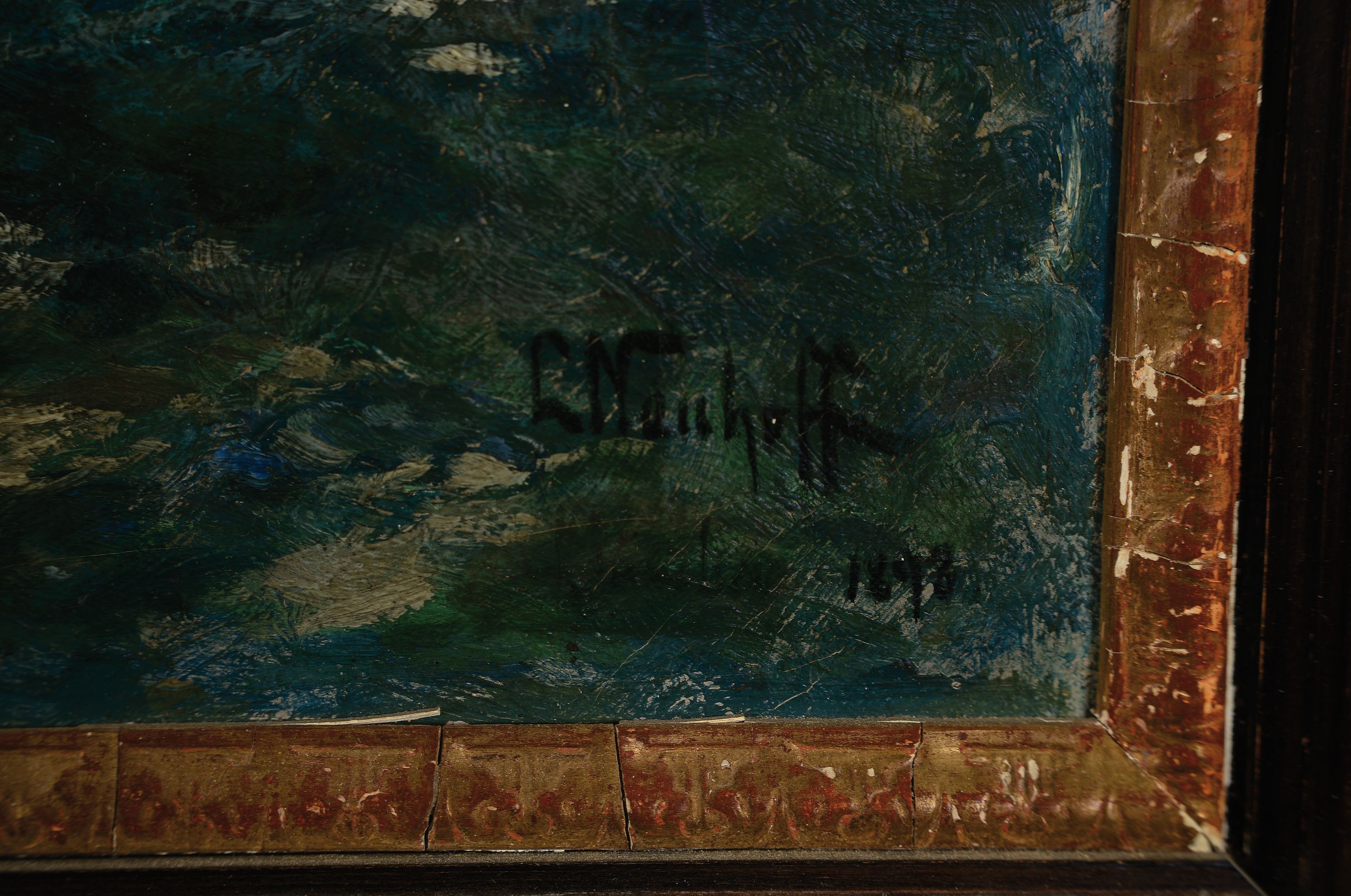 Detail a: Ludwig Neuhoff, 1870 Barmen - 1905 Bonn, Studium an der Kunstakademie Düsseldorf, und an der Akademie Karlsruhe bei Gustav Schönleber; zwei Badende ...