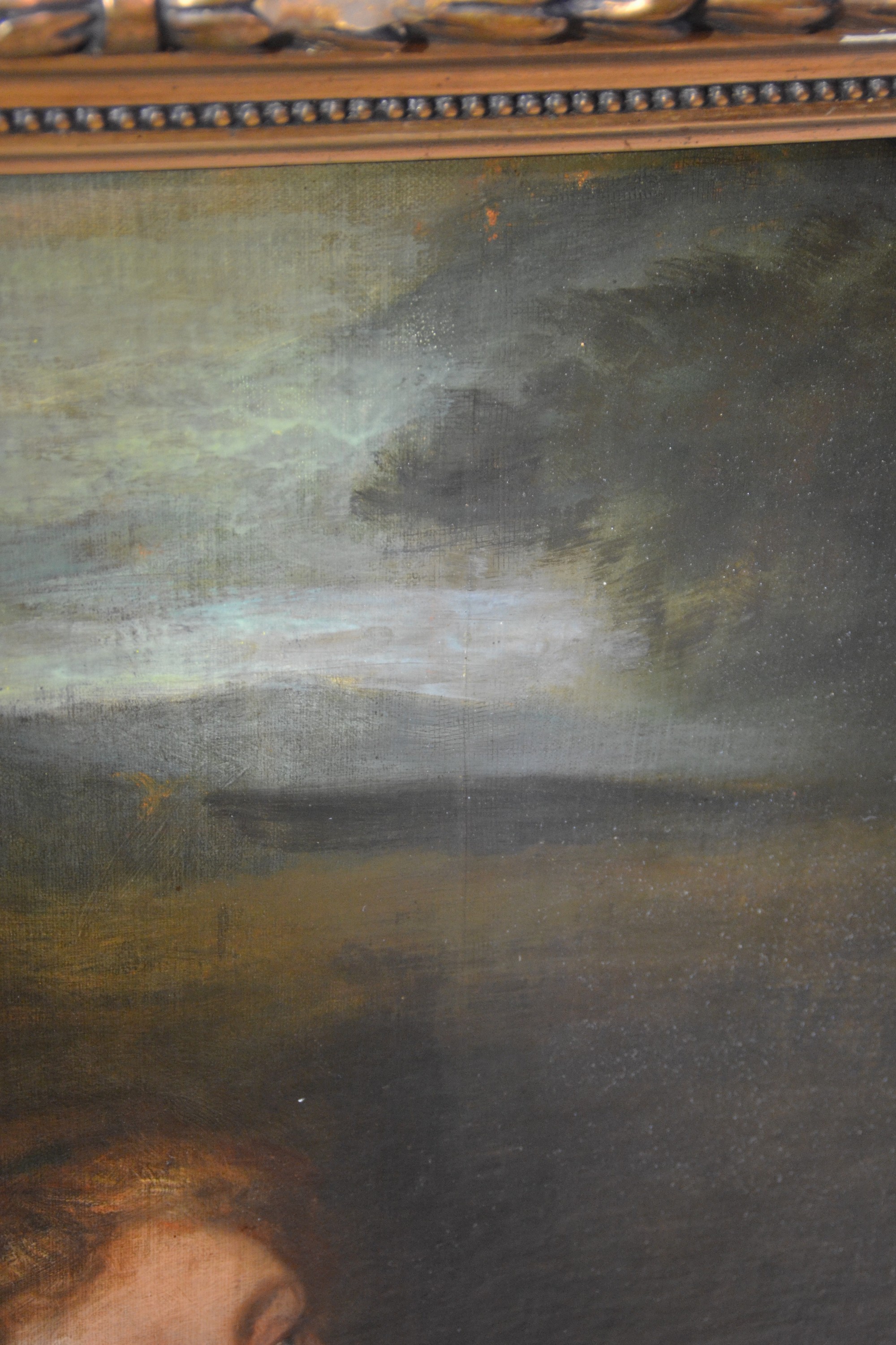 Detail e: August George-Mayer, 1834-1889 Wien, zwei Badende mit Flöte spielendem Pan, links vertikal signiert und datiert 1876, Öl/Lwd, auf Karton doubliert, ...