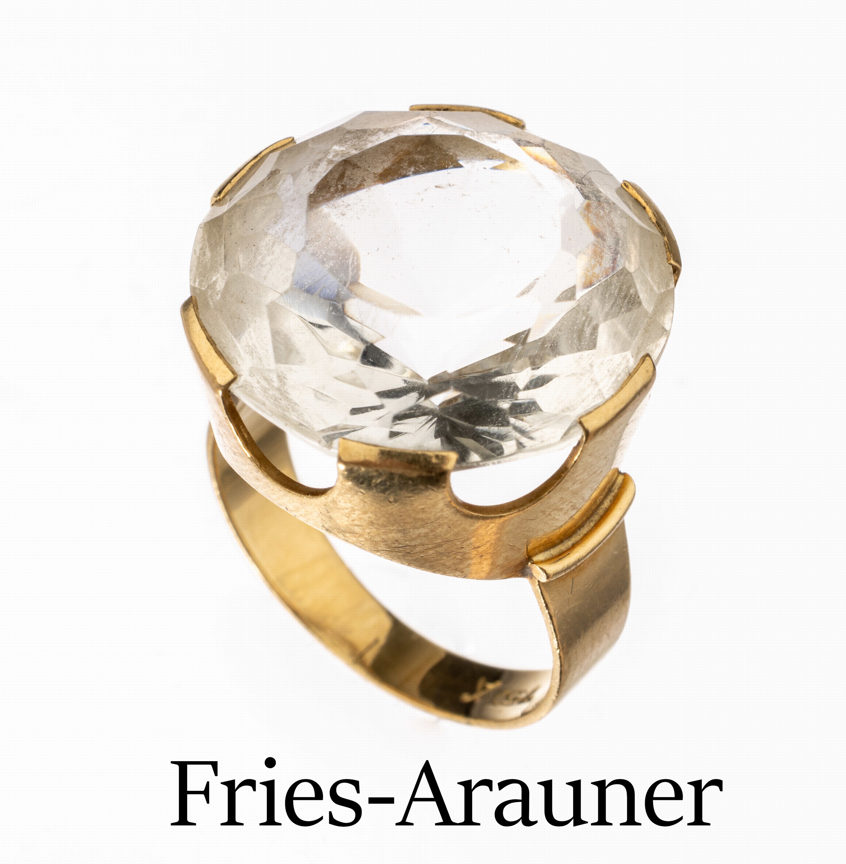 18 kt Gold FRIES ARAUNER Aquamarin-Ring, GG 750/000, rundfacett. Aquamarin ca. 12.0 ct,RW 56, ca. 10 g, Meistermarke Fries Arauner