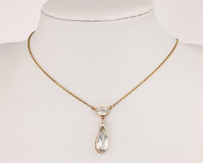 Image 26755373 - 8 kt Gold Aquamarin-Perl-Collier