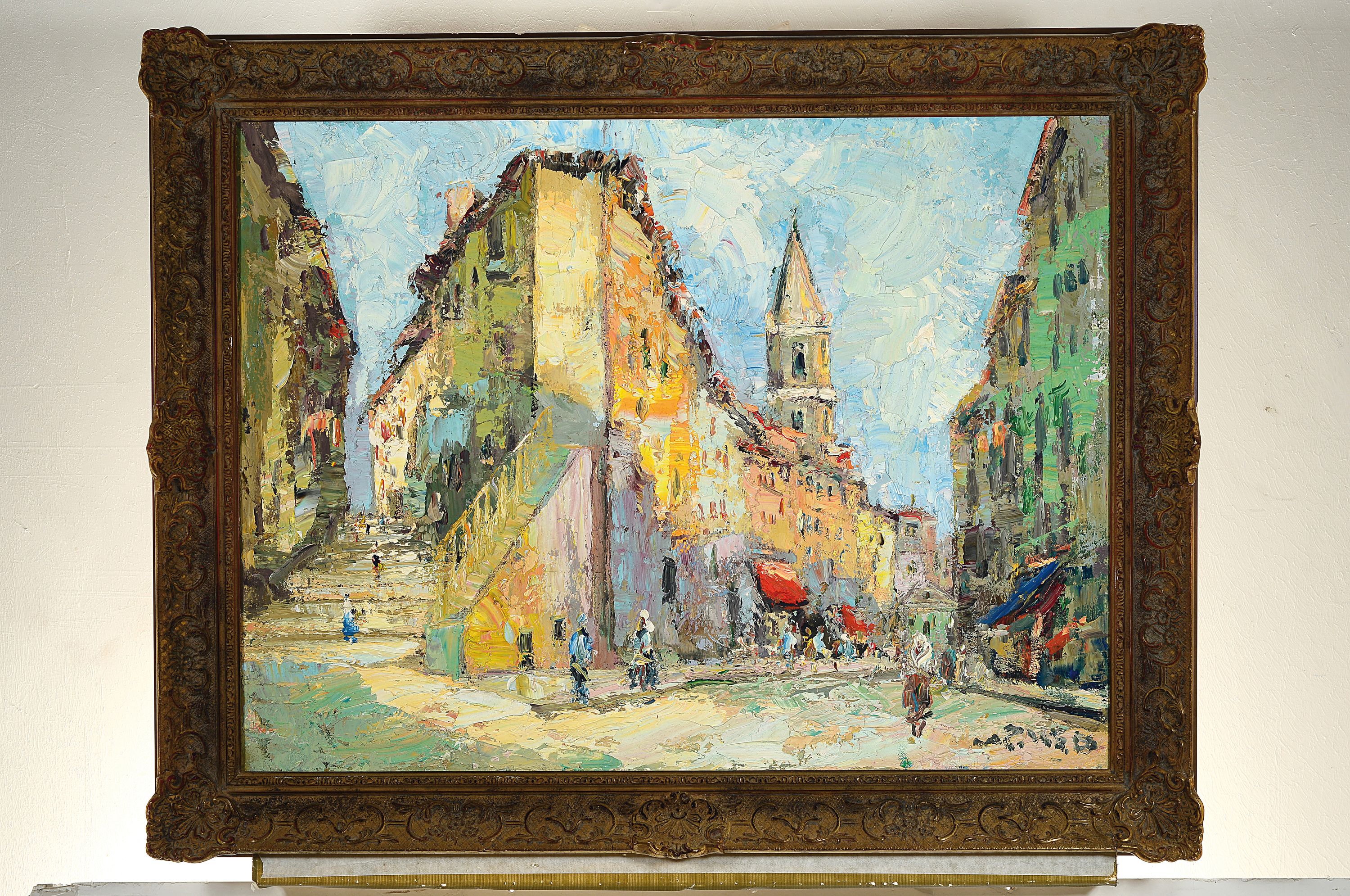 Detail k: Prof. Walter Prescher van Ed, 1916 Dresden-1988 Ottendorf, Marseille-in der Altstadt Montée des Acoules, so rückseitig betitelt, Öl/Lwd, ...