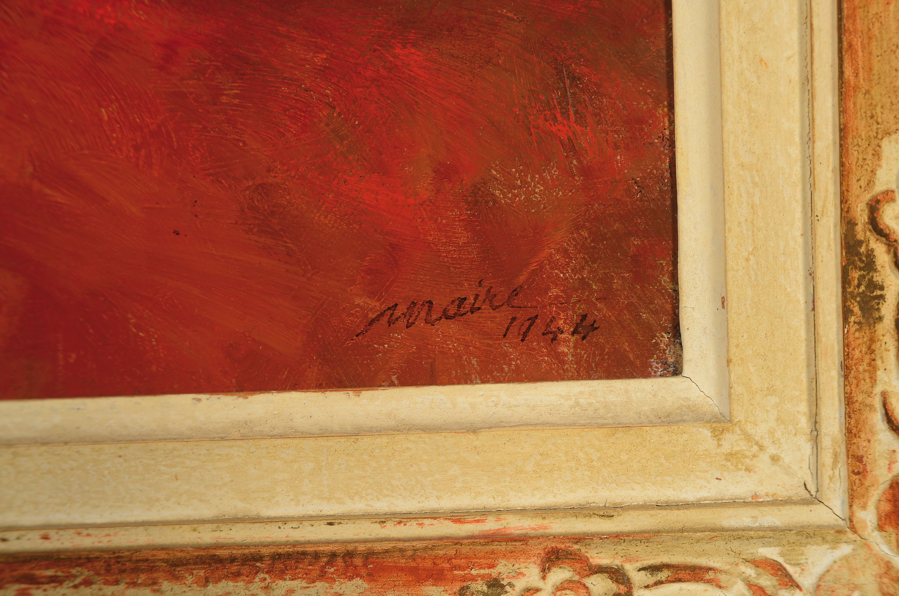 Detail a: Ferdinand Henri Maire, 1901-1963, Schweiz, liegender weiblicher Akt vor rotem Grund, signiert und datiert 1944, Öl/Lwd, 40x50 cm, Rahmen 56x67 cm