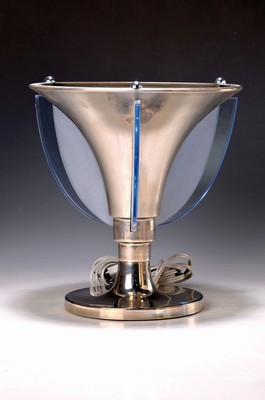 Image 26755741 - Table lamp, France, 20s/30s, nickel-plated metal, with three partially frosted glass inserts, rest., later wired, intact