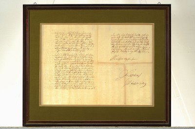 26755834c - 4 handwritten letters from Elector Maximilian Emanuel (1662-1726), ink on paper, one one- page, one two-page and four-page, all under glass, frame