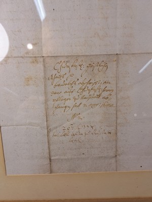 26755834i - 4 handwritten letters from Elector Maximilian Emanuel (1662-1726), ink on paper, one one- page, one two-page and four-page, all under glass, frame
