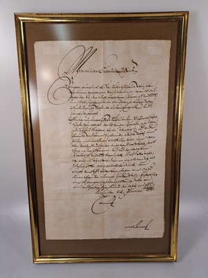 26755834j - 4 handwritten letters from Elector Maximilian Emanuel (1662-1726), ink on paper, one one- page, one two-page and four-page, all under glass, frame