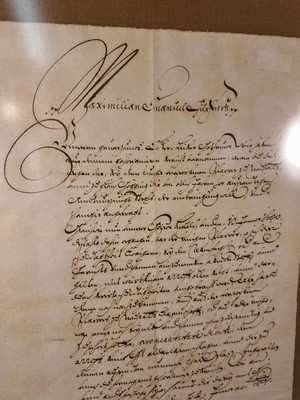 26755834k - 4 handwritten letters from Elector Maximilian Emanuel (1662-1726), ink on paper, one one- page, one two-page and four-page, all under glass, frame