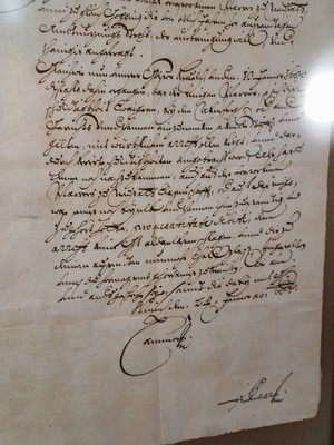 26755834l - 4 handwritten letters from Elector Maximilian Emanuel (1662-1726), ink on paper, one one- page, one two-page and four-page, all under glass, frame