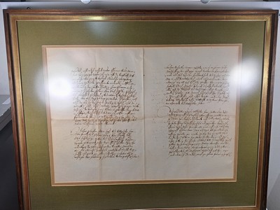 26755834n - 4 handwritten letters from Elector Maximilian Emanuel (1662-1726), ink on paper, one one- page, one two-page and four-page, all under glass, frame