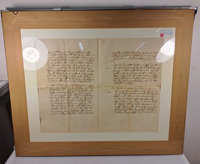 26755834q - 4 handwritten letters from Elector Maximilian Emanuel (1662-1726), ink on paper, one one- page, one two-page and four-page, all under glass, frame