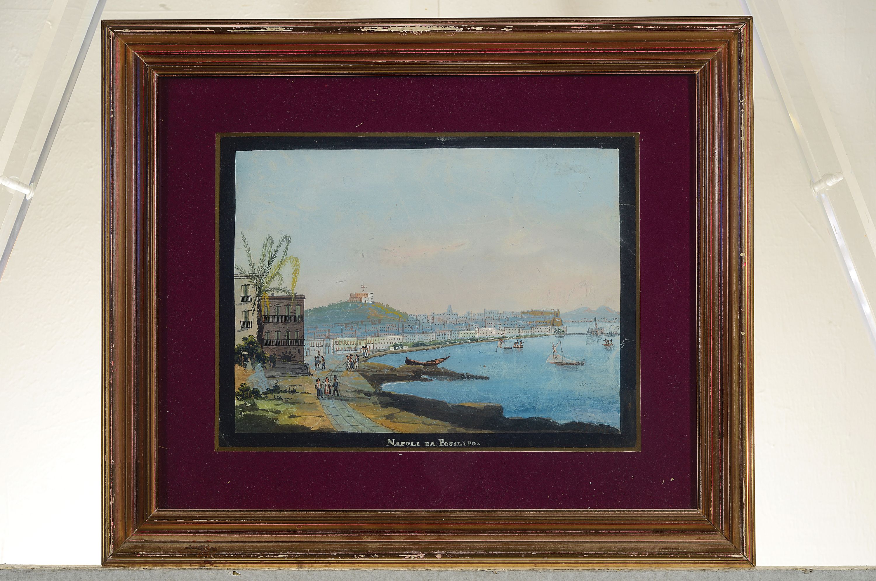 Detail l: Guglilmo Giusti, 1824 Neapel-1916, 3 Zeichnungen, Tempera auf Malkarton, Ansichten aus Neapel und Umgebung, "Napoli da Posilipo" monogr. u. ...