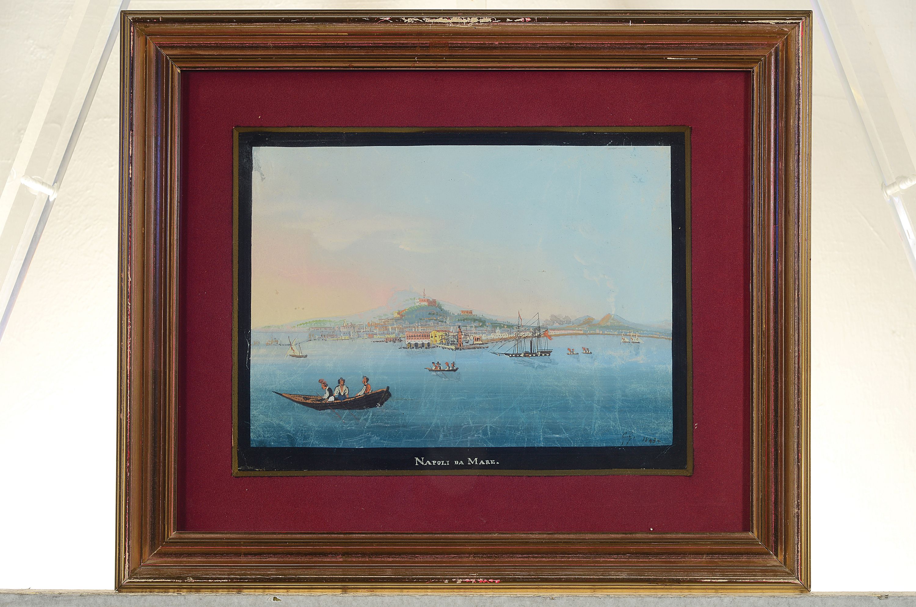 Detail m: Guglilmo Giusti, 1824 Neapel-1916, 3 Zeichnungen, Tempera auf Malkarton, Ansichten aus Neapel und Umgebung, "Napoli da Posilipo" monogr. u. ...