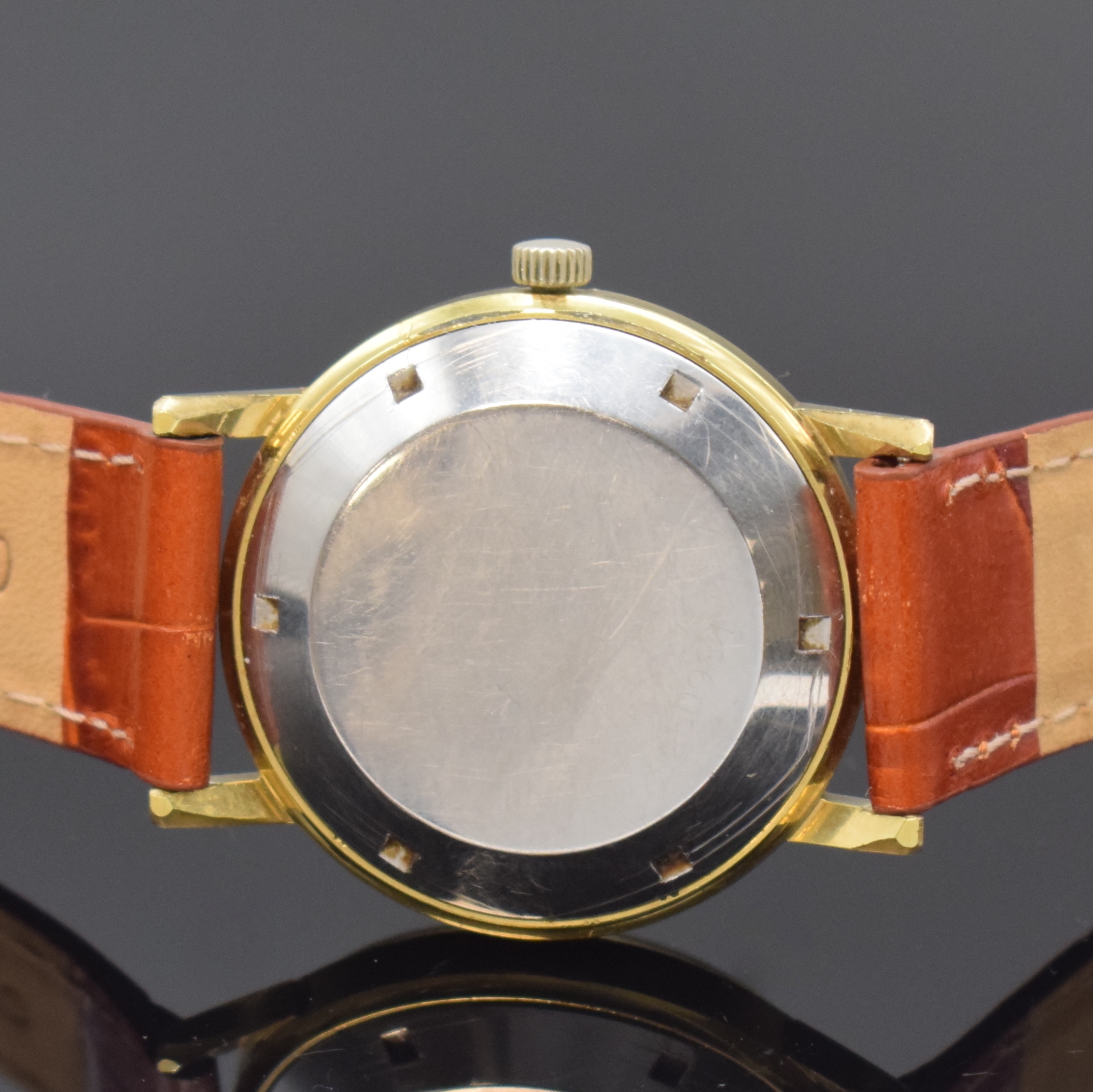 Detail c: ZENITH Gold Filled Herrenarmbanduhr, Schweiz um 1970, Automatik, Stahlboden aufgedr., silb. Zifferbl. m. aufges. gold. Std.-Ind., gold. Zeiger, ...
