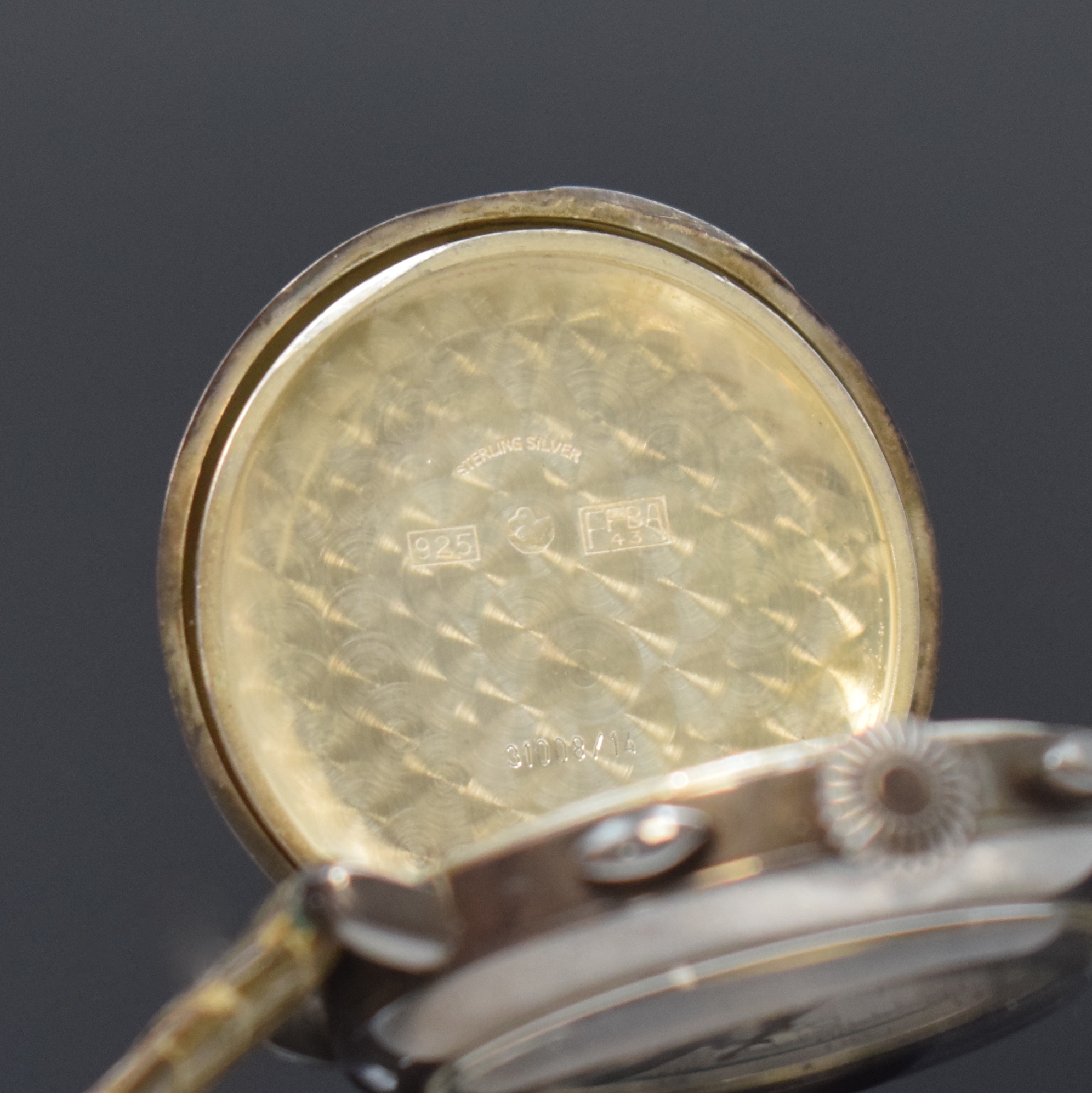 Detail f: EBERHARD & Co. Schaltradchronograph Kaliber 310-8 zum 100-jährigen Bestehen der Firma, Schweiz um 1987, Handaufzug, Sterlingsilber Scharniergeh., ...