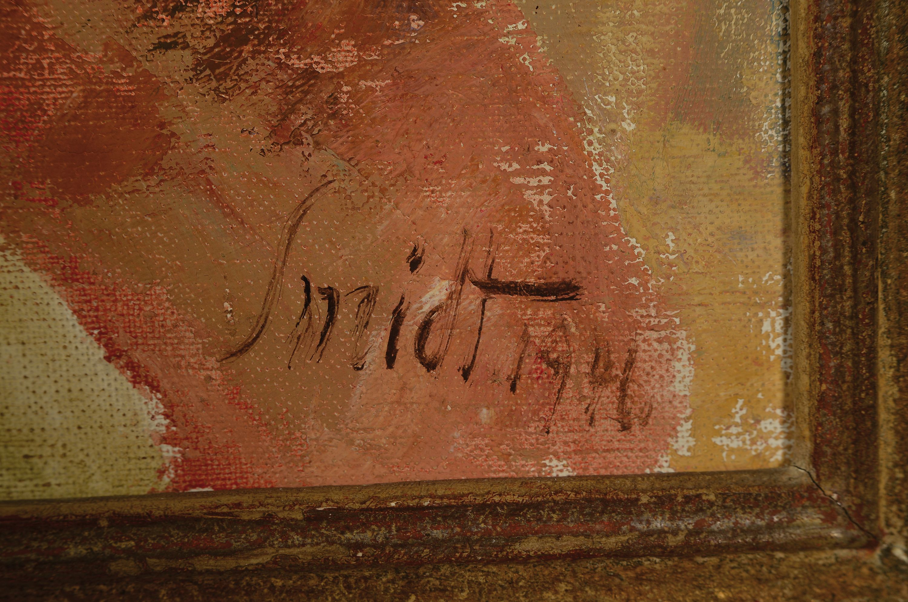 Detail l: Emil Leonhard Smidt, 1878-1954, Blumenstillleben, Öl/Lwd, re. u. signiert, kleinere Farbfehlstellen, ca. 80x62cm, R. ca. 92x76cm