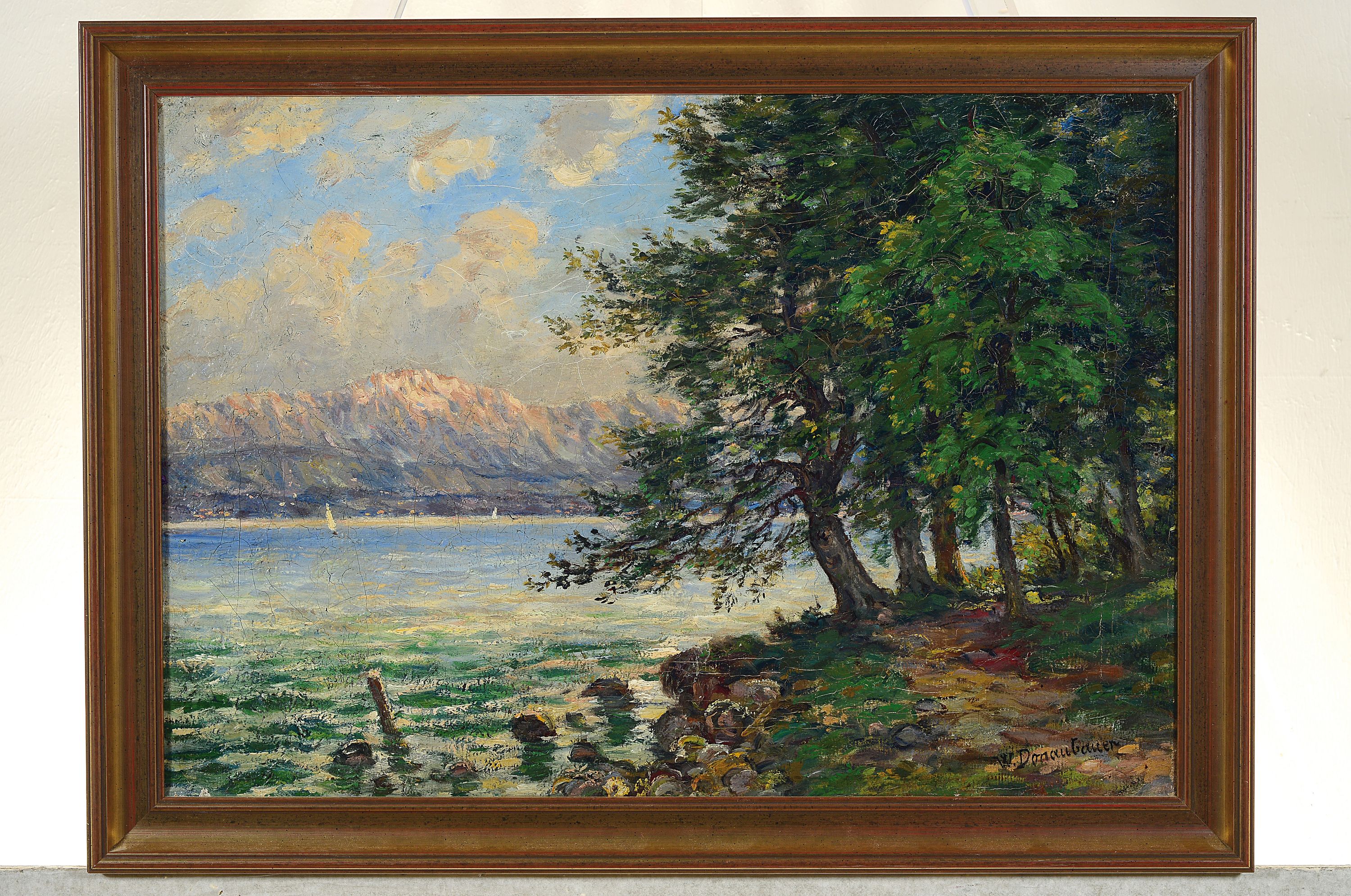 Detail k: Wilhelm Donaubauer, 1866-1949, Landschaft am Starnberger See bei Bernried, Öl/Lwd, re. u. sign., ca. 39x57cm, R. ca. 46x 63cm