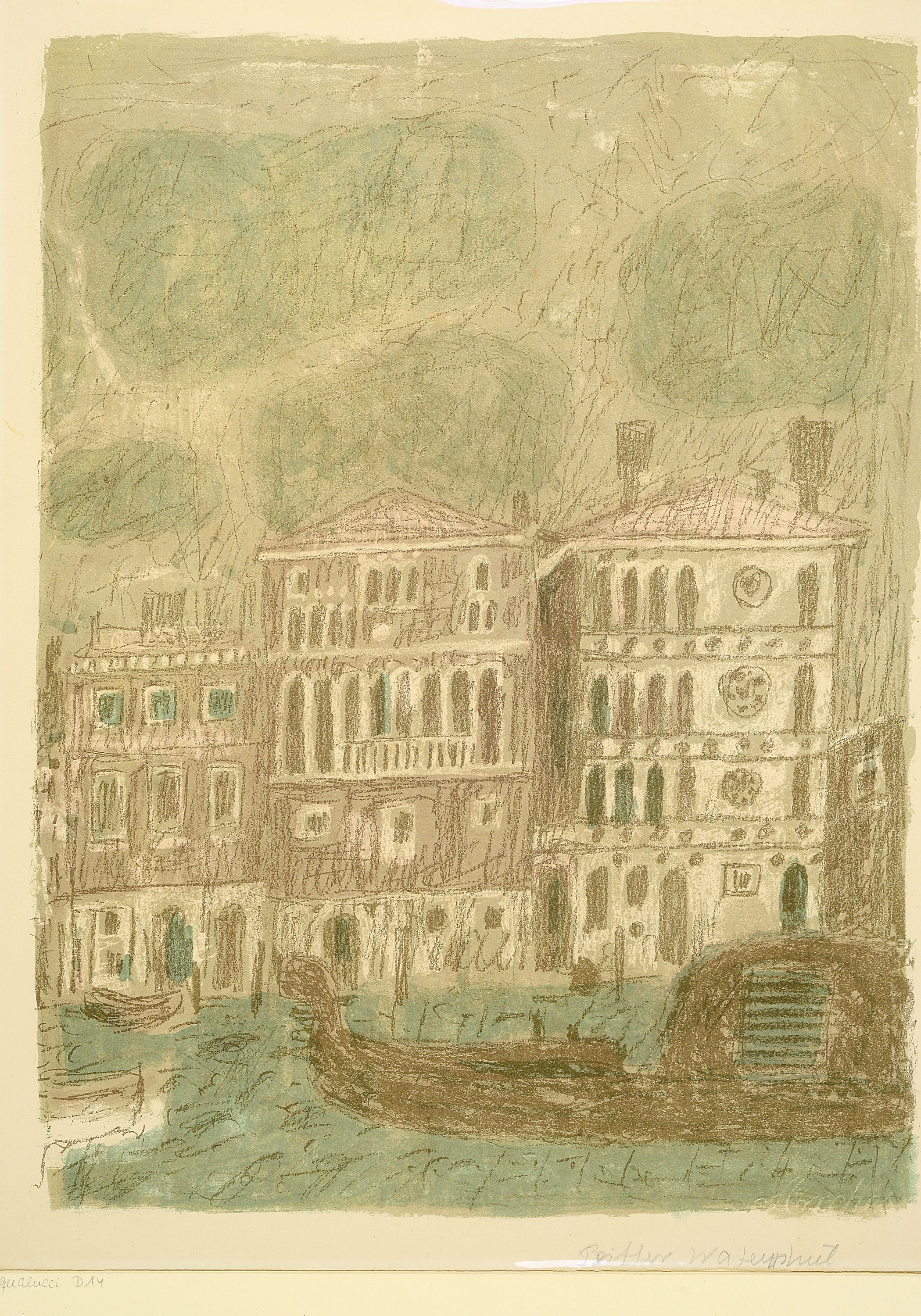 Max Peiffer-Watenphul, 1896 Weferlingen- 1976 Rom, Venedig, Palazzo Dario, Farblithographie von 1951, re. u. sign., ca. 45x33cm, leicht gebräunt