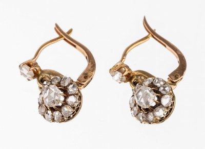 Image 26755913 - Pair of 14 kt gold diamond-earrings, approx. 1880/90