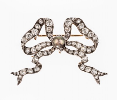 Image 26755918 - Significant 14 kt gold diamond-brooch, approx.1880