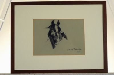 26755961k - Otto Dill, 1884 Neustadt - 1957 Bad Dürkheim, two charcoal drawings/sketches, cow and horse,dated 16/17, both signed, 16 x 22.5 cm, under glass, frame