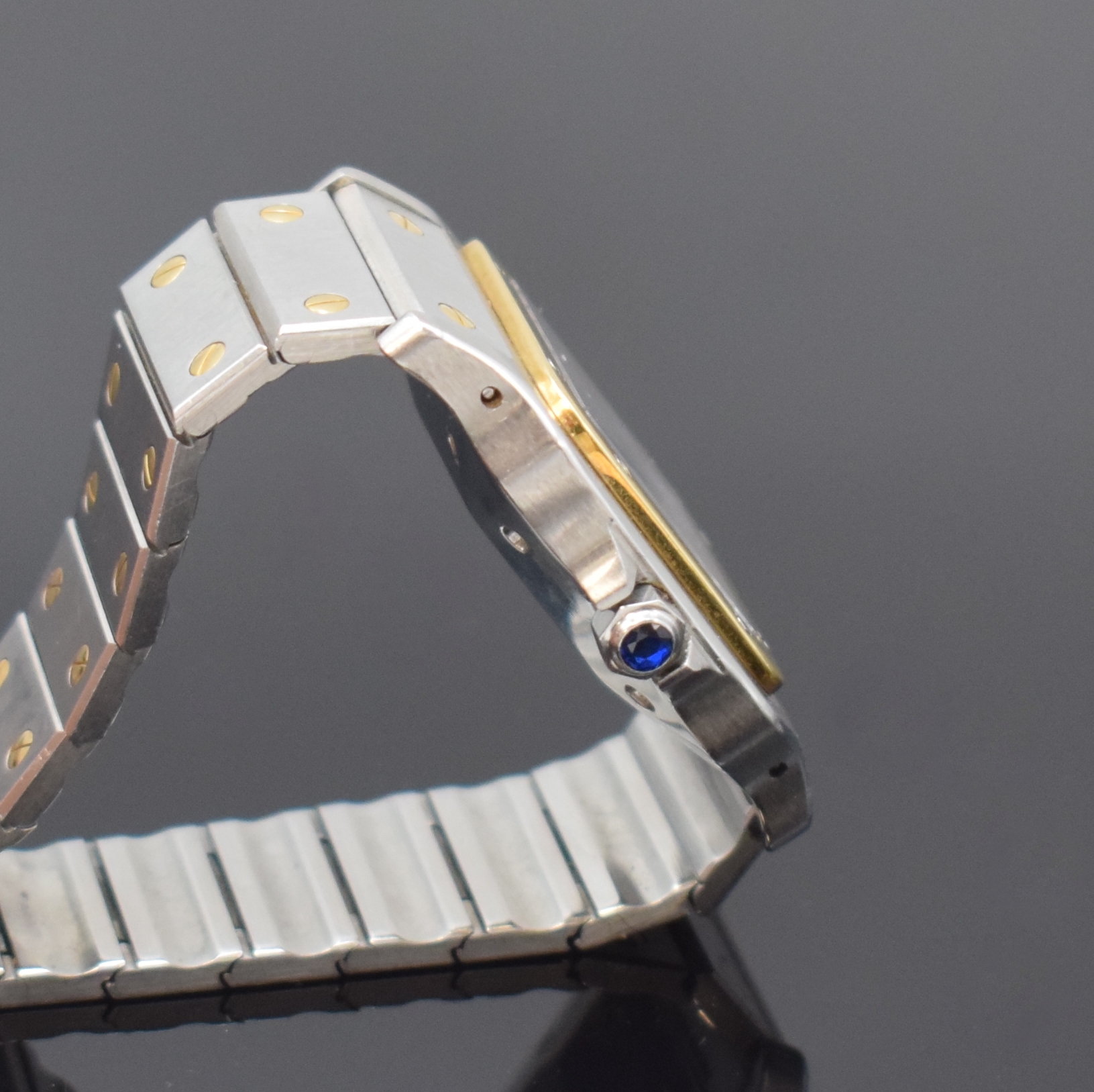 Detail c: CARTIER Santos Herrenarmbanduhr, Schweiz um 1985, Automatik, Edelstahl/Gold kombiniert inkl. Gliederband m. Faltschl., Monocoque- Geh., Lünette ...