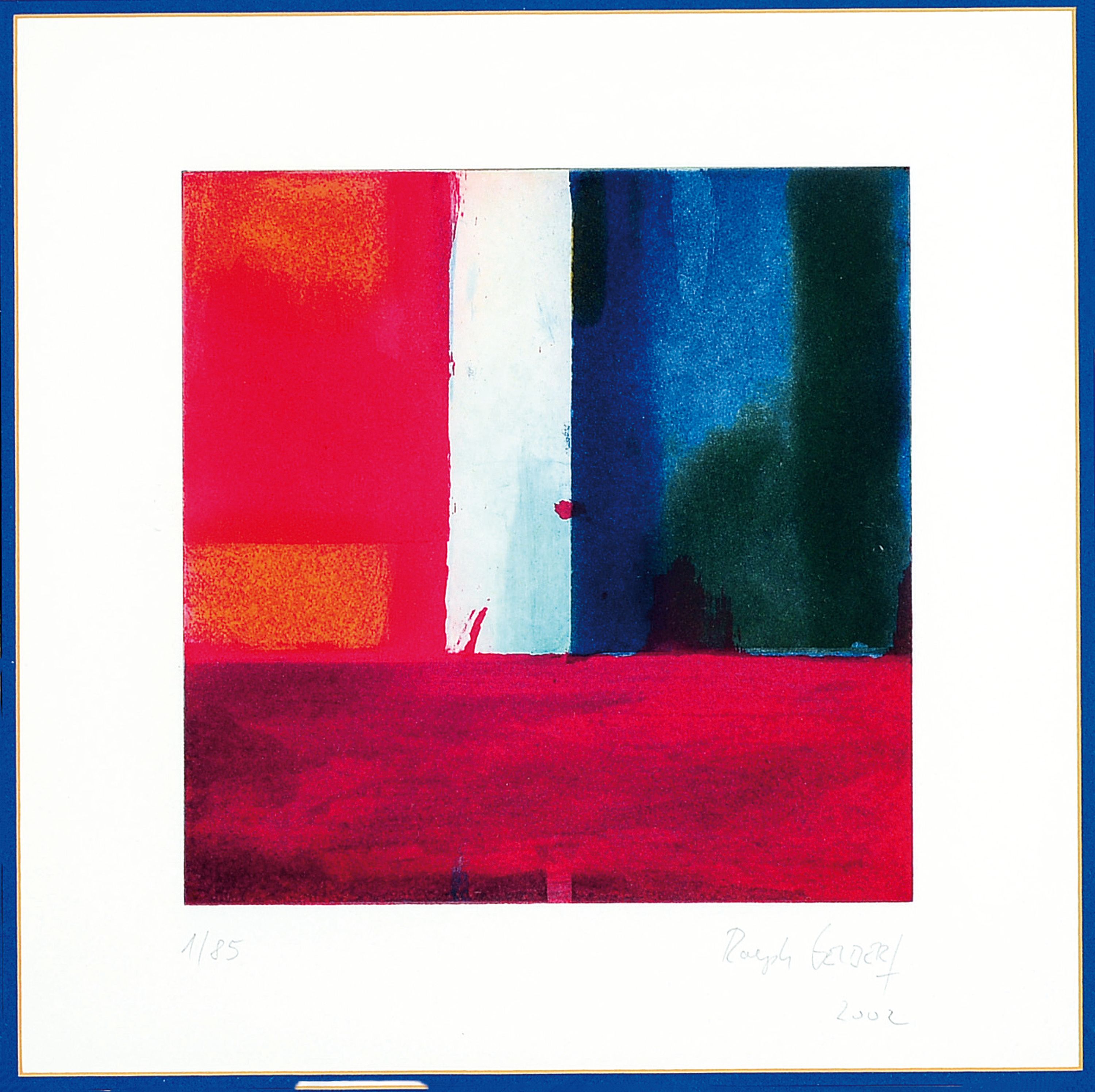 Ralph Gelbert, geb. 1969 Landau/Pfalz, 3 Farbsiebdrucke, alle handsigniert und num. 1/85, datiert 2002, ca. 20x21cm, PP, u.Gl., R. ca. 64x64cm ...