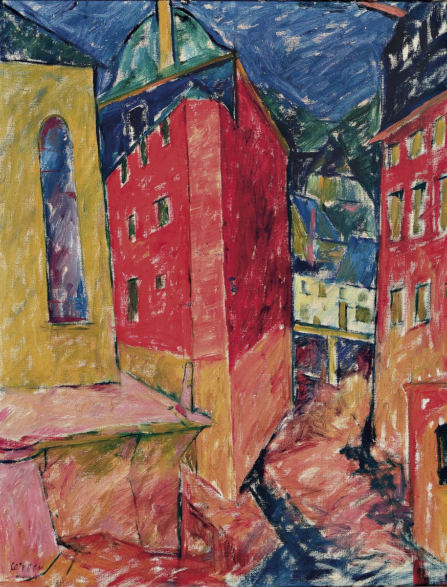 Walter Ophey, 1882 Eupen-1930 Düsseldorf, "Monschau", 1921, WVZ Kraus 1993: G 497, S. 224; expressionistische Stadtlandschaft, auf ...