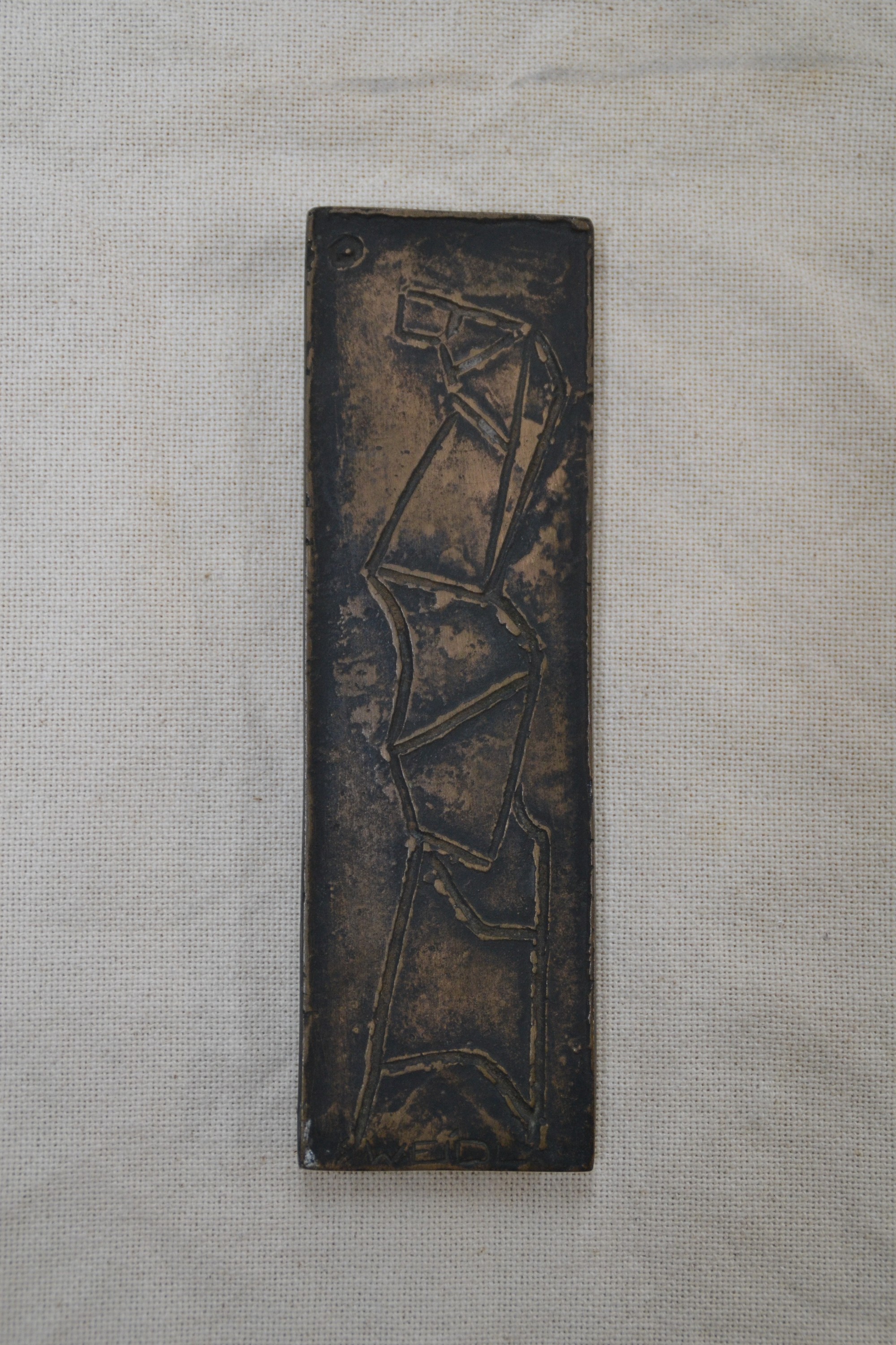 Detail c: Seff Weidl, 1915 Eger-1972 Inning, Studium an der Akademie München, zwei Reliefbilder, Bronze, "Reliefkopf", ca. 22x11 cm, "der ...